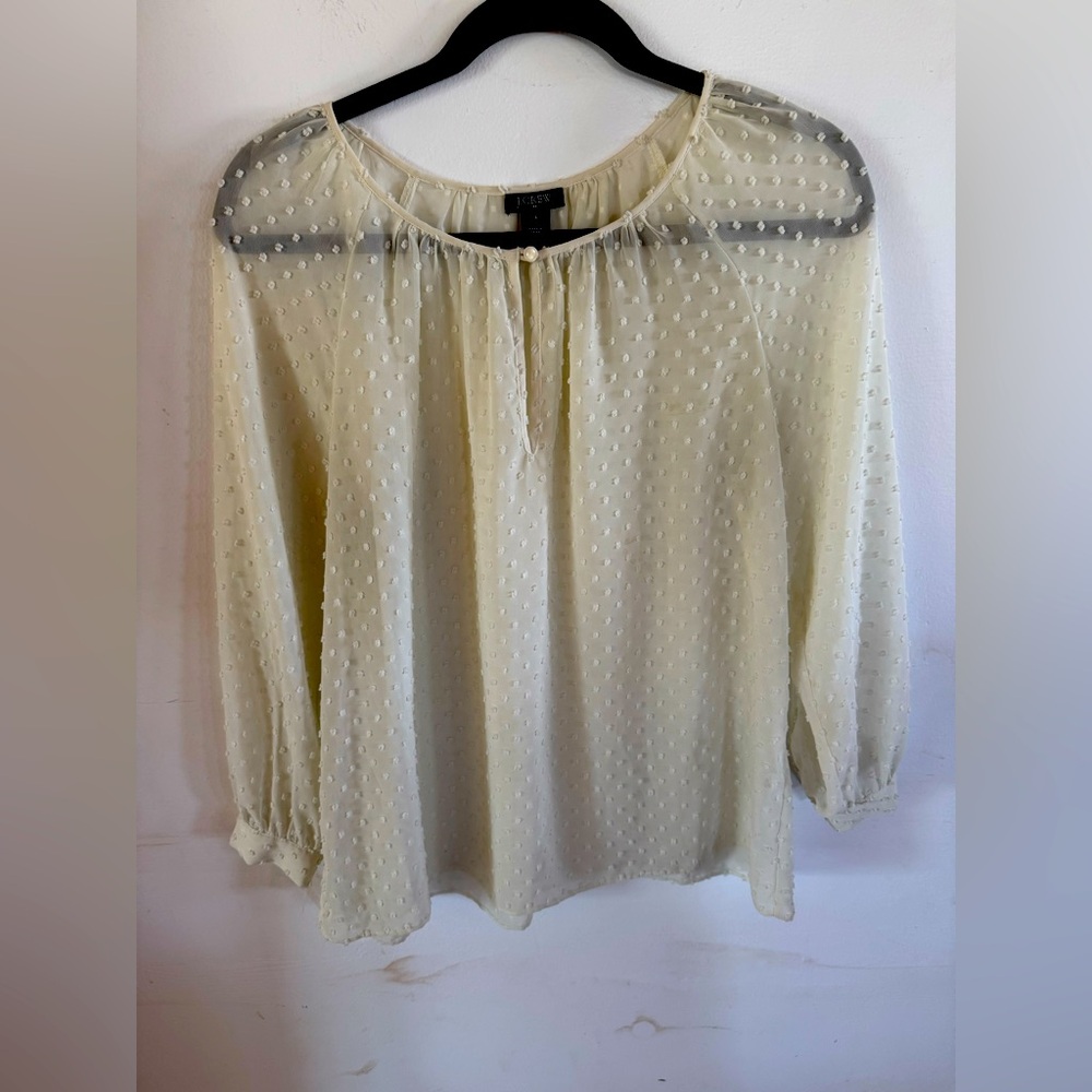 J. Crew Women’s S Dotted Swiss Blouse Fairycore Romantic Prairie Lagenlook